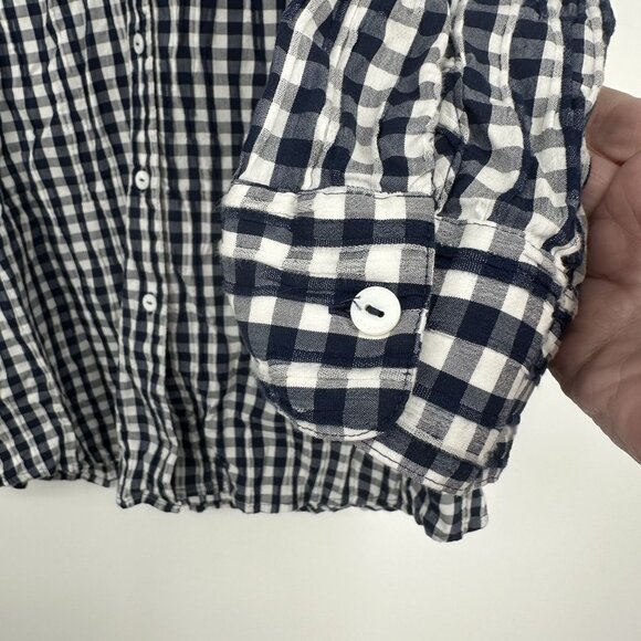 Foxcroft Women's Navy Blue Plaid Button down shirt size 14 Shaped - Picture 3 of 6